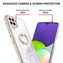 For Samsung Galaxy A22 4G EU Version / M32 Electroplating Marble Pattern IMD TPU Shockproof Case with Ring Holder(White 006)