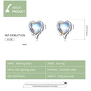 S925 Sterling Silver Heart Shaped Moonstone Women Earrings