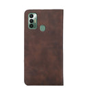 For Tecno Spark 7 Skin Feel Magnetic Horizontal Flip Leather Case with Holder & Card Slots(Dark Brown)