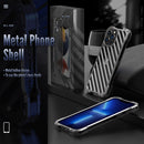 R-JUST RJ-50 Hollow Breathable Armor Metal Shockproof Protective Case For iPhone 13 mini(Deep Space Grey)