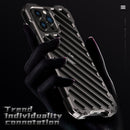 R-JUST RJ-50 Hollow Breathable Armor Metal Shockproof Protective Case For iPhone 13 Pro Max(Deep Space Grey)