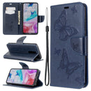 For Xiaomi Redmi 8 Embossing Two Butterflies Pattern Horizontal Flip PU Leather Case with Holder & Card Slot & Wallet & Lanyard(Dark Blue)