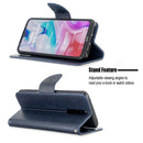 For Xiaomi Redmi 8 Embossing Two Butterflies Pattern Horizontal Flip PU Leather Case with Holder & Card Slot & Wallet & Lanyard(Dark Blue)