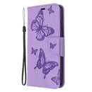 For Xiaomi Redmi 8 Embossing Two Butterflies Pattern Horizontal Flip PU Leather Case with Holder & Card Slot & Wallet & Lanyard(Purple)