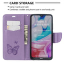 For Xiaomi Redmi 8 Embossing Two Butterflies Pattern Horizontal Flip PU Leather Case with Holder & Card Slot & Wallet & Lanyard(Purple)