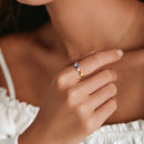S925 Sterling Silver Color Dripping Circle Women Open Ring