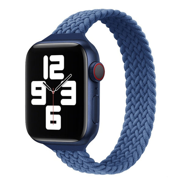 Small Waist Single Loop Nylon Braid Watch Band For Apple Watch Series 7 45mm / 6&SE&5&4 44mm / 3&2&1 42mm, Szie: XS 135mm(Cold Sea Blue)