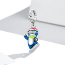 S925 Sterling Silver Ski Penguin Pendant DIY Bracelet Necklace Accessories