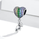 S925 Sterling Silver Colorful Zircon Heart Balloon Bear Pendant DIY Bracelet Necklace Accessories