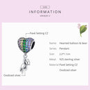 S925 Sterling Silver Colorful Zircon Heart Balloon Bear Pendant DIY Bracelet Necklace Accessories