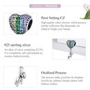 S925 Sterling Silver Colorful Zircon Heart Balloon Bear Pendant DIY Bracelet Necklace Accessories