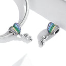 S925 Sterling Silver Colorful Zircon Heart Balloon Bear Pendant DIY Bracelet Necklace Accessories