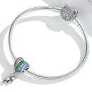 S925 Sterling Silver Colorful Zircon Heart Balloon Bear Pendant DIY Bracelet Necklace Accessories