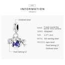 S925 Sterling Silver Blue Zircon Aircraft Camera Pendant DIY Bracelet Necklace Accessories
