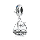 S925 Sterling Silver Zircon Sailboat Pendant DIY Bracelet Necklace Accessories