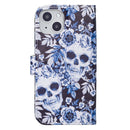 Horizontal Flip Leather Case with Holder & Card Slots & Photo Frame & Wallet For iPhone 13 Mini(Skull and Flower)