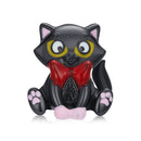 S925 Sterling Silver Elegant Black Cat Beads DIY Bracelet Necklace Accessories