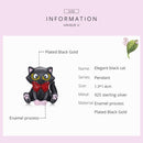 S925 Sterling Silver Elegant Black Cat Beads DIY Bracelet Necklace Accessories