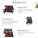 S925 Sterling Silver Elegant Black Cat Beads DIY Bracelet Necklace Accessories