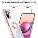 For Xiaomi Redmi Note 10S / Note 10 4G Electroplating Marble Pattern IMD TPU Shockproof Case with Ring Holder(White 006)