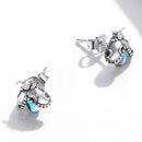 S925 Sterling Silver Shining Beetle Ear Studs Women Earrings