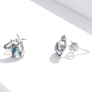 S925 Sterling Silver Shining Beetle Ear Studs Women Earrings