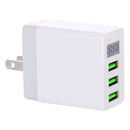 3 USB Ports LED Digital Display Travel Charger, US Plug(White)