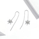 S925 Sterling Silver Snowflake Ear Line Women Earrings