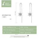 S925 Sterling Silver Snowflake Ear Line Women Earrings