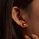 S925 Sterling Silver Christmas Apple Ear Studs Women Earrings