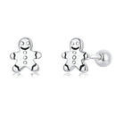 S925 Sterling Silver Gingerbread Man Ear Studs Women Earrings