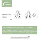 S925 Sterling Silver Gingerbread Man Ear Studs Women Earrings