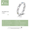 S925 Sterling Silver Rainbow Heart Women Ring, Size:6