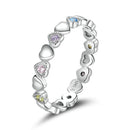 S925 Sterling Silver Rainbow Heart Women Ring, Size:8