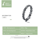 S925 Sterling Silver Black Paw Print Women Ring, Size:6
