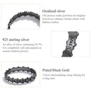 S925 Sterling Silver Black Paw Print Women Ring, Size:6