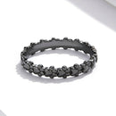S925 Sterling Silver Black Paw Print Women Ring, Size:8