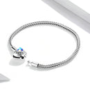 S925 Sterling Silver Heart Moonstone Bracelet Women Jewelry, Size:17cm