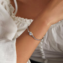 S925 Sterling Silver Heart Moonstone Bracelet Women Jewelry, Size:17cm