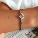 S925 Sterling Silver Heart Moonstone Bracelet Women Jewelry, Size:17cm
