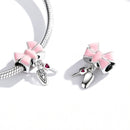 S925 Sterling Silver Bow-knot Car Key Pendant DIY Bracelet Necklace Accessories
