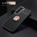 For Samaung Galaxy S22 5G Metal Ring Holder 360 Degree Rotating TPU Case(Black+Rose Gold)