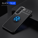 For Samaung Galaxy S22 5G Metal Ring Holder 360 Degree Rotating TPU Case(Black+Blue)