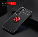For Samaung Galaxy S22 5G Metal Ring Holder 360 Degree Rotating TPU Case(Black+Red)