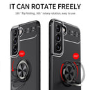 For Samaung Galaxy S22 5G Metal Ring Holder 360 Degree Rotating TPU Case(Black+Red)