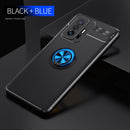 For Xiaomi Mi 11T Metal Ring Holder 360 Degree Rotating TPU Case(Black+Blue)