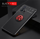 For Xiaomi Mi 11T Metal Ring Holder 360 Degree Rotating TPU Case(Black+Red)