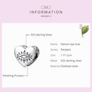 S925 Sterling Silver Heart Devil Eye Beads DIY Bracelet Necklace Accessories