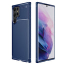 For Samsung Galaxy S22 Ultra Carbon Fiber Texture Shockproof TPU Case(Blue)