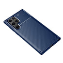 For Samsung Galaxy S22 Ultra Carbon Fiber Texture Shockproof TPU Case(Blue)